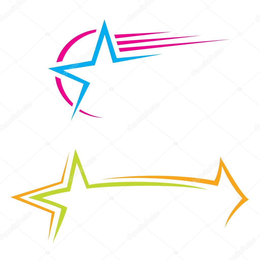 Set of colorful pictograms with stars