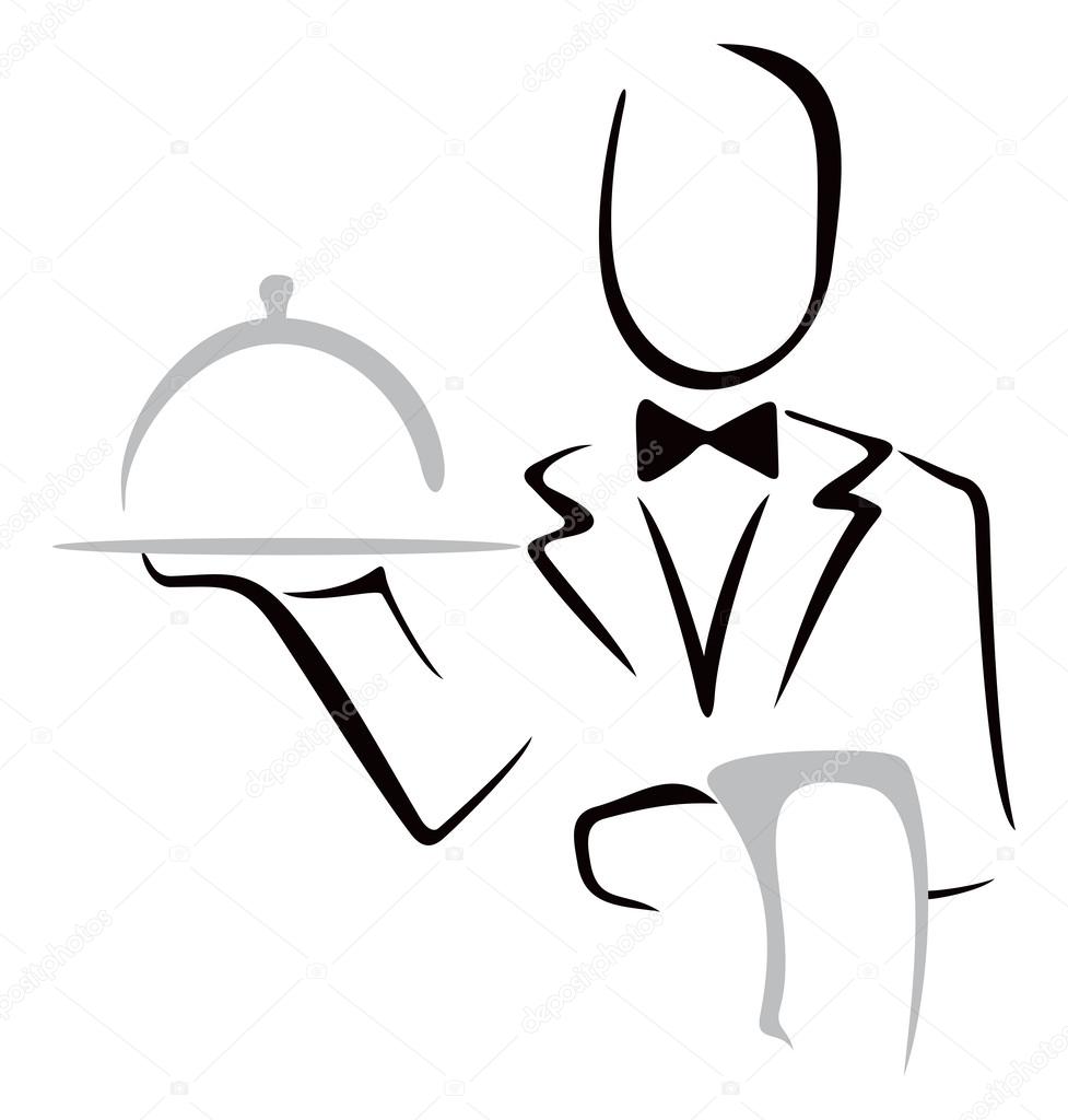 Elegant waiter bringing dish on a tray
