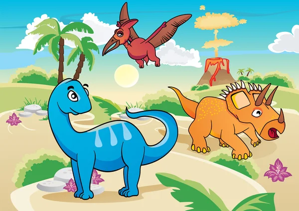 Dinossauros dos desenhos animados —  Vetores de Stock