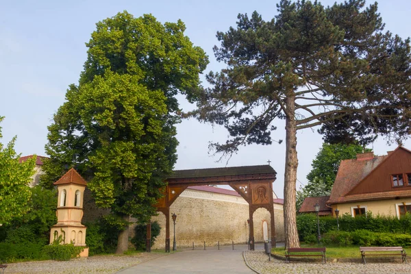 Cancello Legno Mura Del Monastero Stary Sacz Polonia — Foto Stock