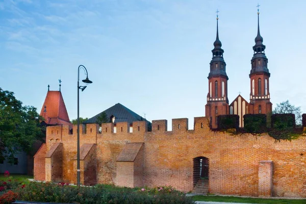 Mury Obronne Miasta Katedra Opolu Polska — Zdjęcie stockowe