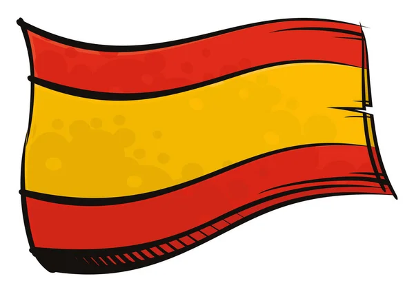 Bandera Nacional Del Reino España Creada Estilo Pintura Graffiti — Vector de stock