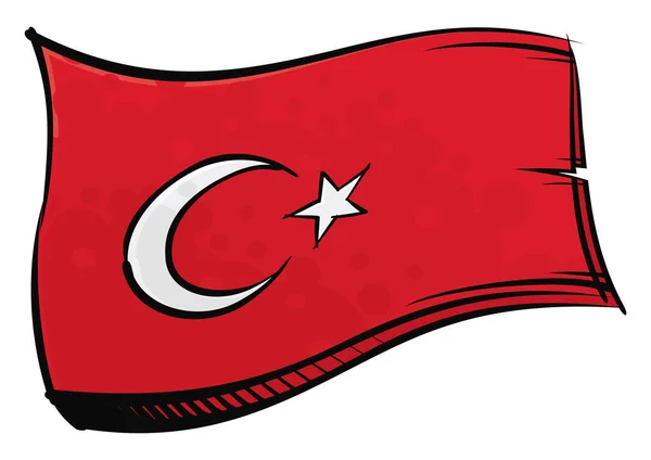 Bendera Nasional Turki Dibuat Dengan Gaya Cat Grafiti - Stok Vektor