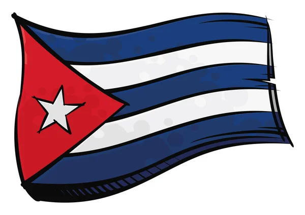 Köztársaság Kuba Nemzeti Zászló Létre Graffiti Festék Stílusban — Stock Vector