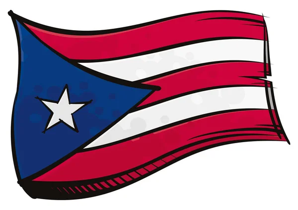 Bandeira Nacional Porto Rico Criada Estilo Pintura Grafite —  Vetores de Stock
