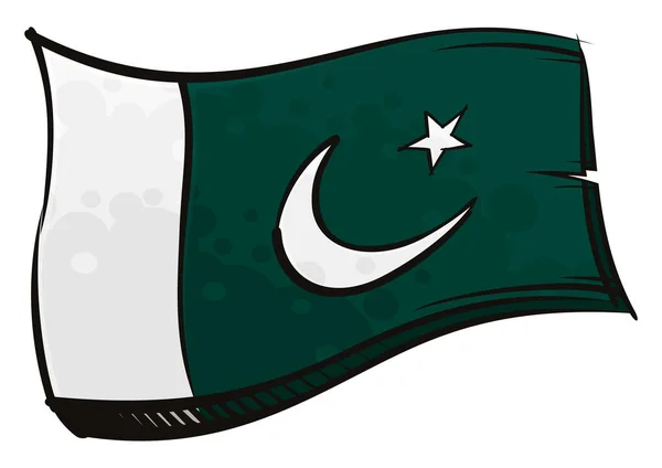 Islamitische Republiek Pakistan Nationale Vlag Gemaakt Graffiti Verf Stijl — Stockvector