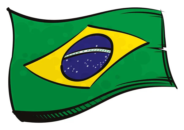 Brazilian National Flag Created Graffiti Paint Style – Stock-vektor