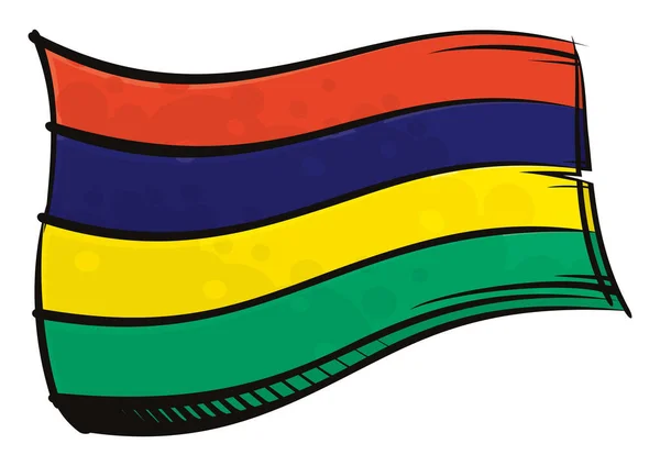 Republic Mauritius National Flag Created Graffiti Paint Style — Wektor stockowy