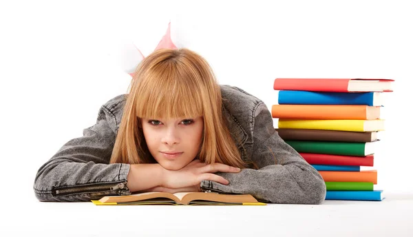 Chica joven con libros — Foto de Stock