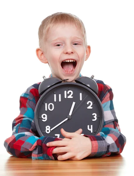 儿童和时钟，时间概念 — 图库照片
