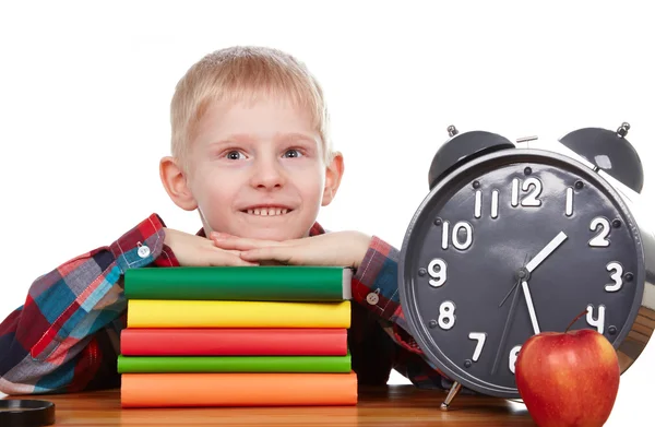 Bambino e orologio, concetto di tempo — Foto Stock