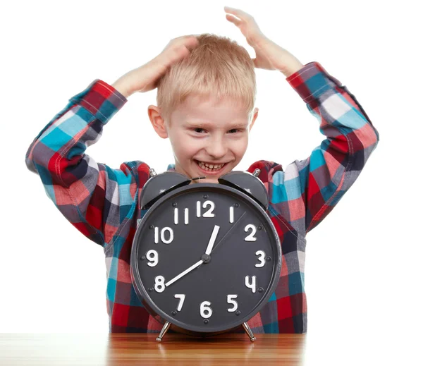 Child and clock, time concept Stock Photo