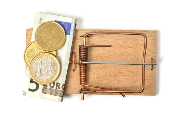 Mousetrap met geld — Stockfoto