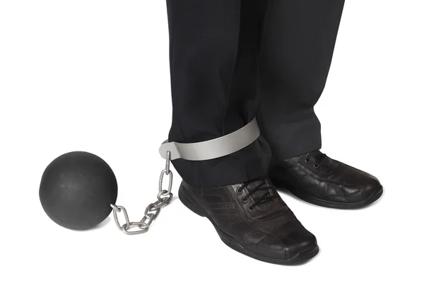 Businesman with ball and chain — Stock Photo, Image