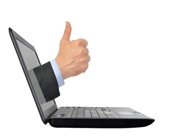 Thumb Up From Computer — Stock Photo, Image