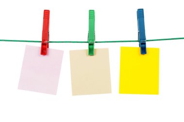 clothespins ile boş mesaj kartları