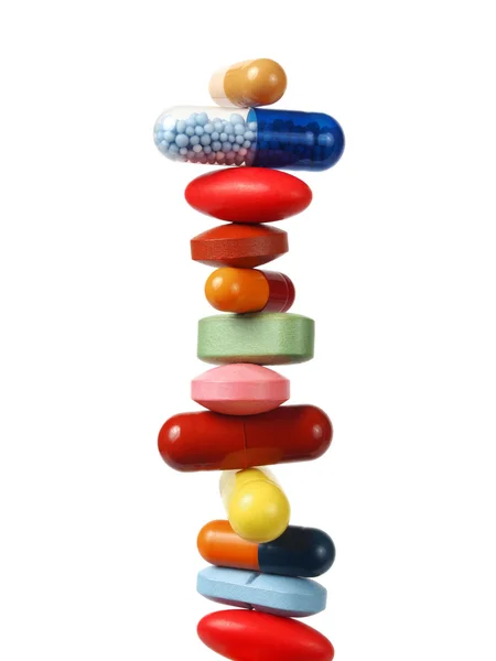 Stos tabletek i kapsułek — Zdjęcie stockowe