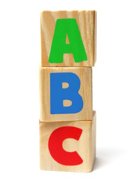 abc harfleri ile tahta bloklar