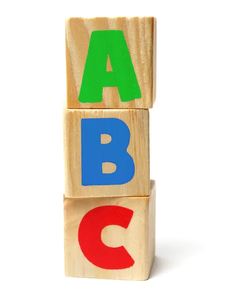 Blocos de madeira com letras ABC — Fotografia de Stock