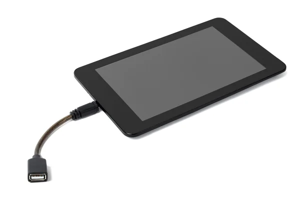 Tablet mit OTG-Kabel — Stockfoto