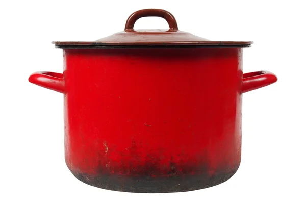 Červená kuchyňský hrnec — Stock fotografie