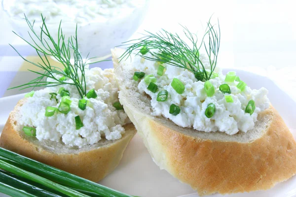 Sandwich with cottage cheese — Stock Photo, Image