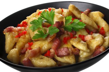 Kızarmış domuz pastırması ile patates köfte