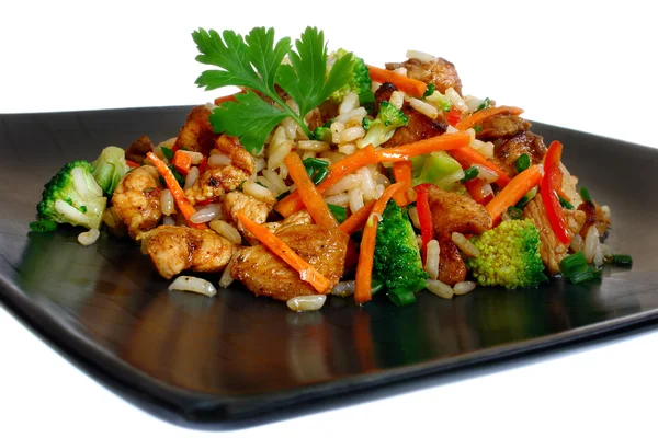 Рис с курицей и овощами — стоковое фото
