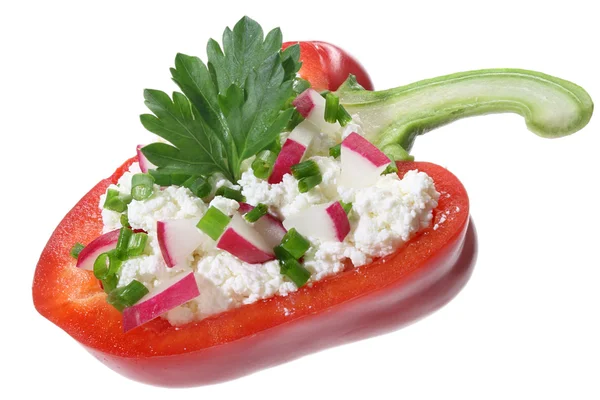 Paprika stuffed cottage cheese with radish — Stock Photo, Image