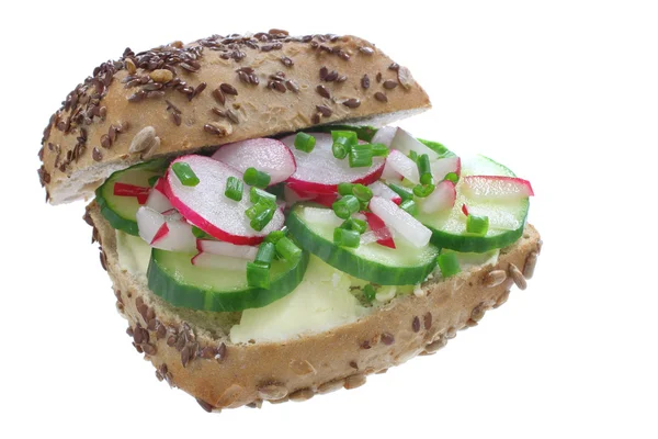 Sandwich with cucumber and radish — Stock Photo, Image