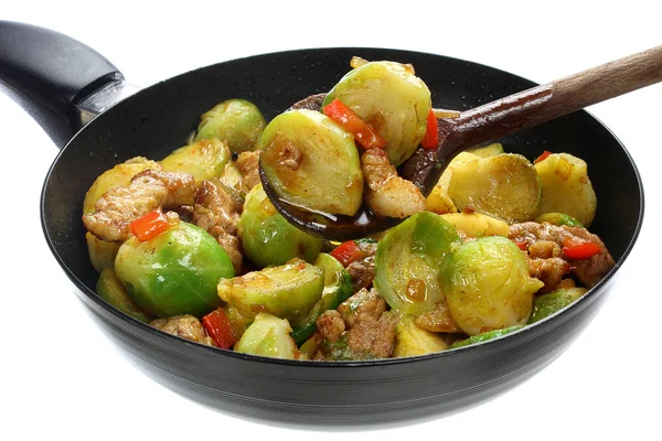 Brussels sprouts with bacon — Stock Photo, Image