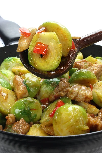 Brussels sprouts with bacon — Stock Photo, Image