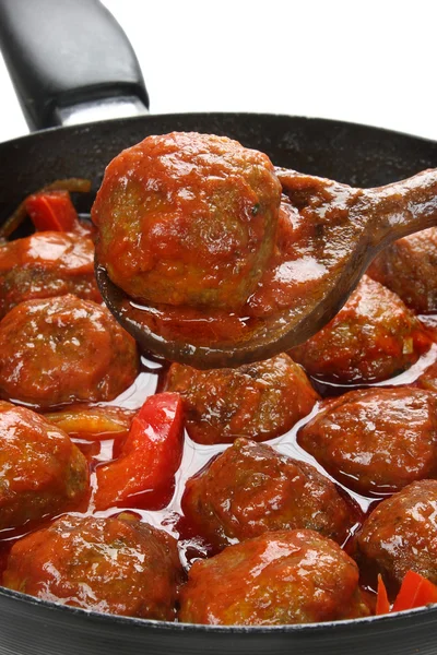 Pork meatballs in tomato sauce — Stock Photo, Image