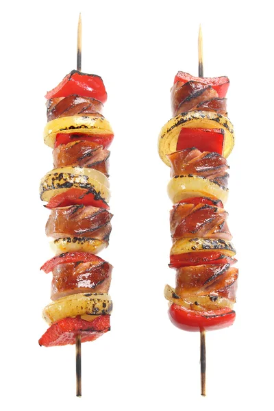 Skewers made with sausage — Stock Photo, Image