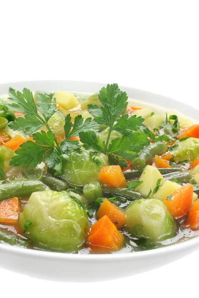 Delicious soup with fresh vegetables — Stock Photo, Image