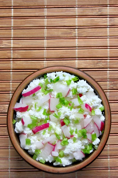 Queso de cabaña con rábano y cebollino — Foto de Stock