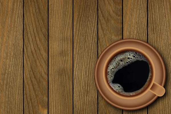 Kopje koffie op houten achtergrond — Stockfoto