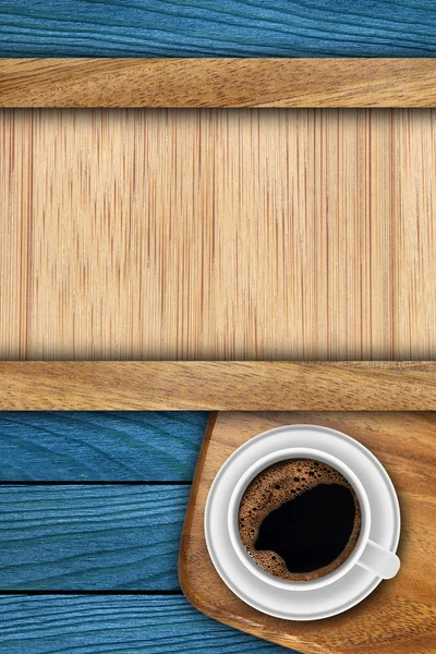 Background made of planks and cup coffee — Stock Photo, Image