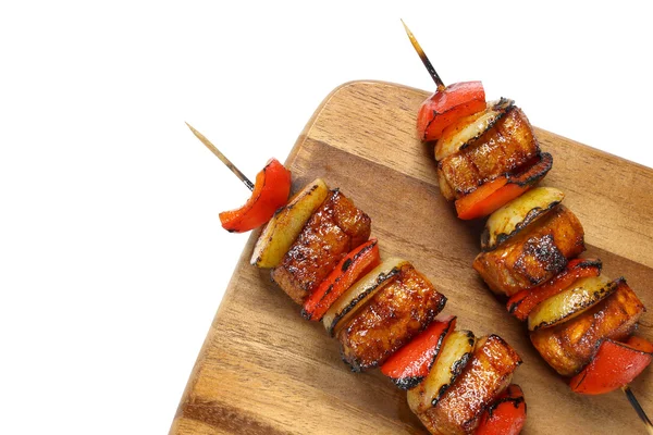 Brochetas de cerdo, cebolla y pimentón — Foto de Stock