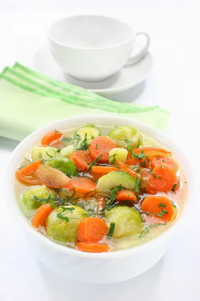 Delicious soup with fresh vegetables — Stock Photo, Image