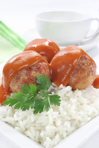 Pork meatballs with tomato sauce — Stock Photo, Image