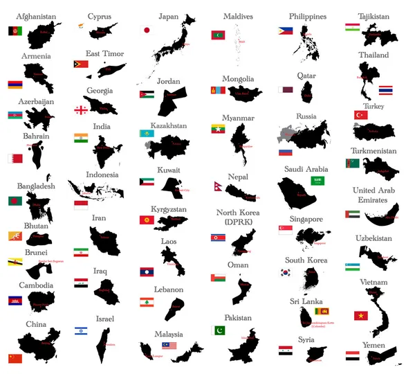 Países de Asia — Archivo Imágenes Vectoriales