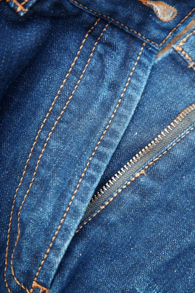 Fliege vor blauer Jeans — Stockfoto