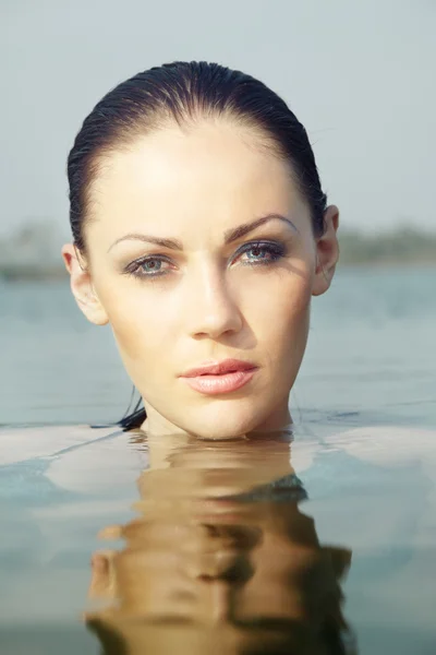 Woman in the sea — Stock Photo, Image