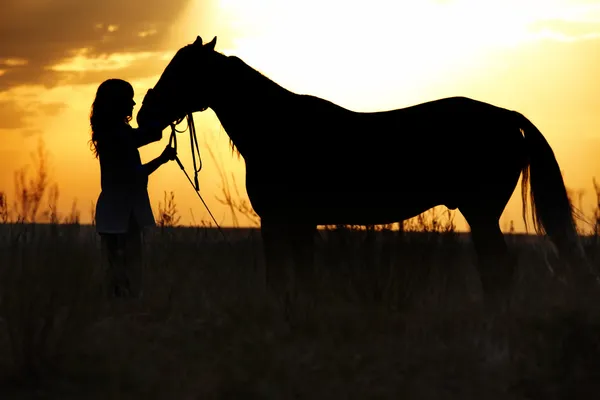 Donna e cavallo — Foto Stock