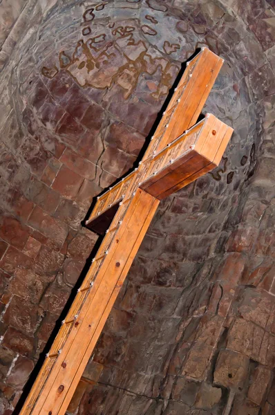 Cross in the old medieval historic church — Stock Photo, Image