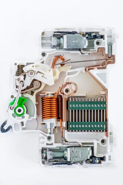 Inside of circuit breaker on the white background — Stock Photo, Image