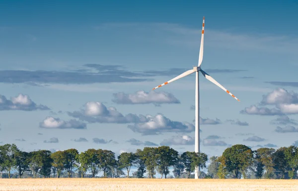 Wind turbine farm on rural terrain — Stock Photo, Image