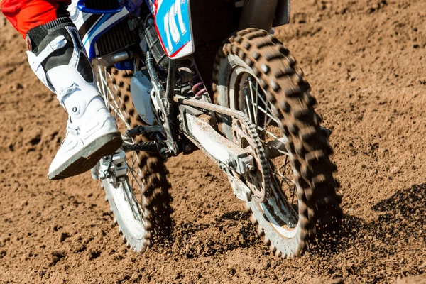Detail view to the wheel of motocross bike — Stock Photo, Image