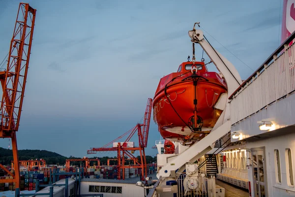 Lifeboat on board of the ferry — Stock Photo, Image